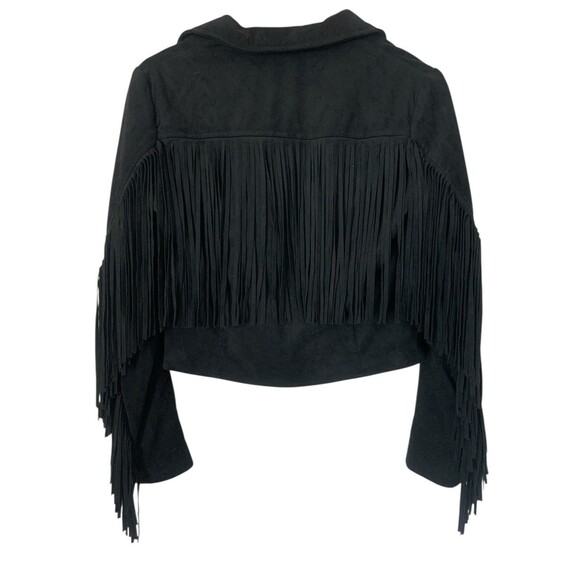 Forever 21 Y2K Western Fringe Zipper Jacket Faux Suede, Size M, Black - Picture 1 of 9